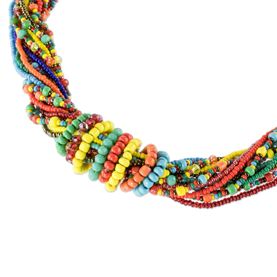 Beaded torsade necklace, 'Confetti Parade' - Multicoloured Beaded Torsade Necklace