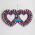 Cotton wreath, 'Connected Hearts' - Cotton Worry Doll Double Heart Wreath From Guatemala (image 2) thumbail