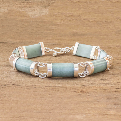 Jade link bracelet, 'Splendid Maya' - Link Bracelet with Guatemalan Jade