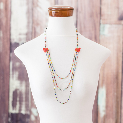 Beaded multi-strand necklace, 'Have a Heart' - Multicoloured Multistrand Beaded Necklace