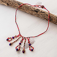 Beaded waterfall necklace, 'Crystal Palace' - Handmade Bead Waterfall Choker Necklace