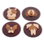 Wood magnets, 'Happy Hounds' (set of 4) - Artisan Crafted Dog Themed Magnets