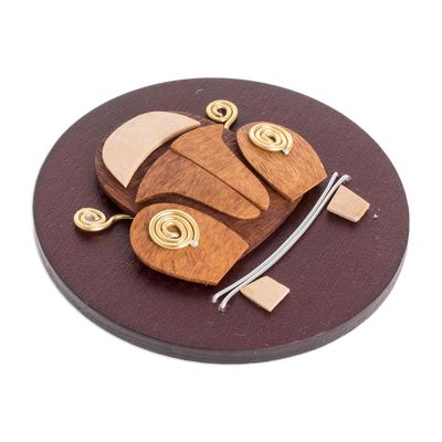 Wood magnet, 'Classic Bug' - Handmade Wood Magnet with VW Bug Motif