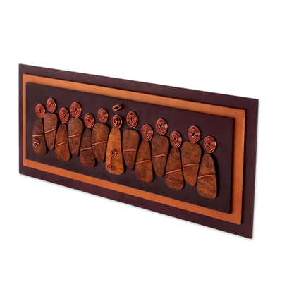 Arte de pared de madera (16 pulgadas) - Placa de calabaza y madera marrón de 16 pulgadas de la Última Cena