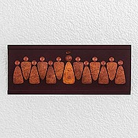 Arte de pared de madera, 'La última cena juntos' (24 pulgadas) - Placa de madera marrón y calabaza de 24 pulgadas de la Última Cena