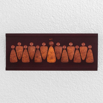 Arte de pared de madera (24 pulgadas) - Placa de madera marrón y calabaza de 24 pulgadas de la Última Cena