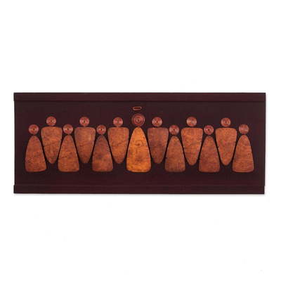 Wood wall art, 'The Last Supper Together' (24 inches) - 24-Inch Brown Wood and  Gourd Plaque of the Last Supper