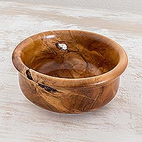 Decorative teak wood bowl, 'Nature's Pride' - Handmade Decorative Teak Wood Bowl