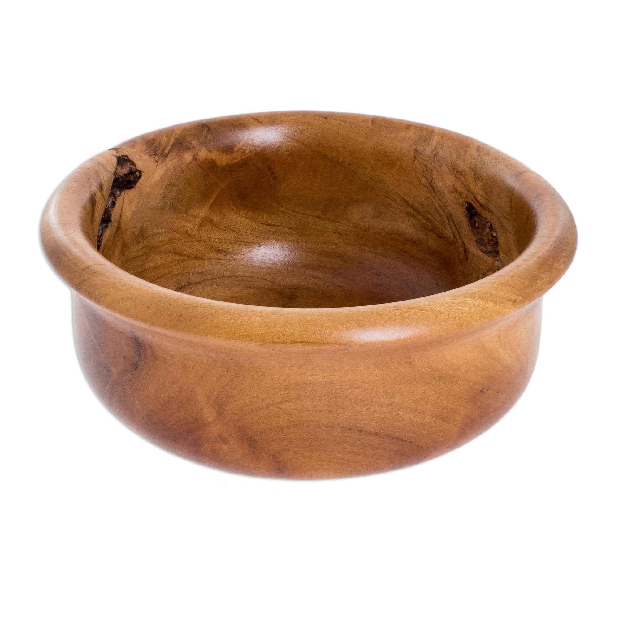 Handmade Decorative Teak Wood Bowl Nature's Pride NOVICA