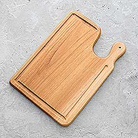 Teak wood carving board, 'Today's Special' - Hand Crafted Teak Wood Carving Board