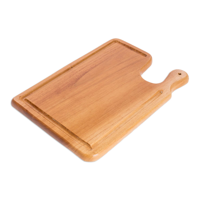 Teak wood carving board, 'Today's Special' - Hand Crafted Teak Wood Carving Board