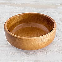 Teak wood serving bowl, 'Fruit of the Earth' - Handmade Teak Wood Serving Bowl