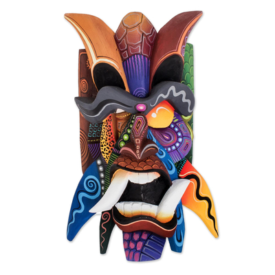 Holzmaske, 'Wild Spirit' - Boruca Krieger Balsaholz Maske aus Costa Rica