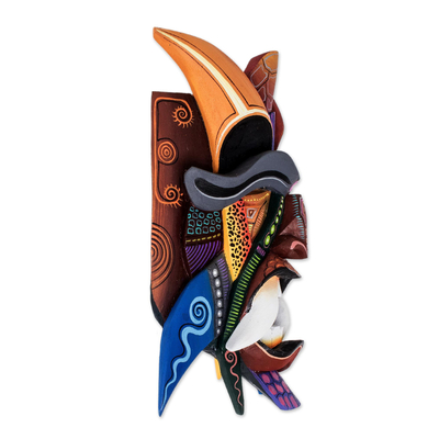 Wood mask, 'Wild Spirit' - Boruca Warrior Balsa Wood Mask from Costa Rica