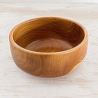 Teak wood salad bowl, 'Salad Days' - Handmade Teak Wood Salad Bowl