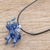 Halskette mit Anhänger aus Kunstglas - Handgefertigte blaue Elefanten-Glashalskette