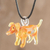Art glass pendant necklace, 'Golden Dog' - Art Glass Dog Pendant Necklace