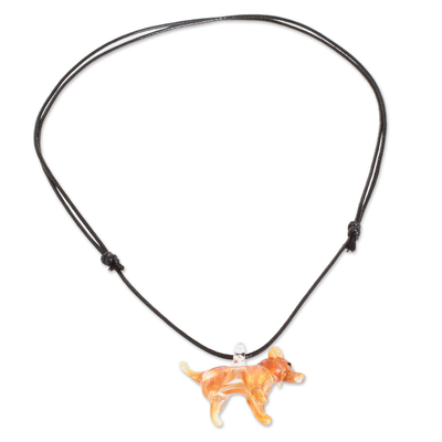 Art Glass Dog Pendant Necklace