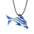 Art glass pendant necklace, 'Marine Freedom' - Hand-Blown Blue Glass Dolphin Necklace From Costa Rica