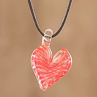 Art glass pendant necklace, 'Heart of Glass'