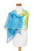 Hand-painted cotton shawl, 'Flowing River' - Hand-Painted Blue and Green Cotton Shawl from Costa Rica