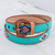 Leather and cotton belt, 'Diamond Stars in Turquoise' - Hand Loomed Cotton and Leather Belt thumbail
