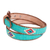 Leather and cotton belt, 'Diamond Stars in Turquoise' - Hand Loomed Cotton and Leather Belt (image 2b) thumbail