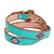 Leather and cotton belt, 'Diamond Stars in Turquoise' - Hand Loomed Cotton and Leather Belt (image 2c) thumbail