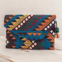 UNICEF Market | El Salvadoran Colorful Blue Handwoven Cotton Clutch ...