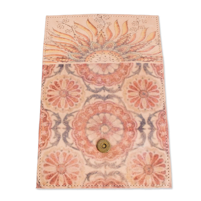 Bedruckte Lederbrieftasche - Geldbörse aus Leder mit Blumenmuster