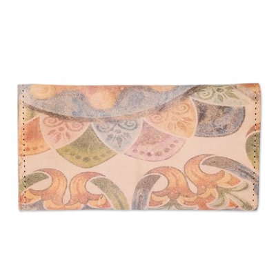 Printed leather wallet, 'Little Frog' - Tropical Frog Motif Leather Wallet