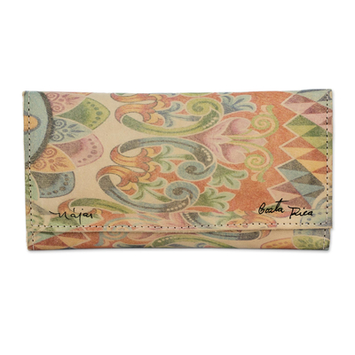Printed leather wallet, 'Arabesque' - Hand Crafted Leather Wallet from Costa Rica