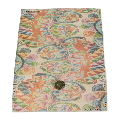 Printed leather wallet, 'Arabesque' - Hand Crafted Leather Wallet from Costa Rica
