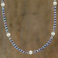 Cultured pearl strand necklace, 'Peacock Pride' - Peacock Cultured Pearl Strand Necklace
