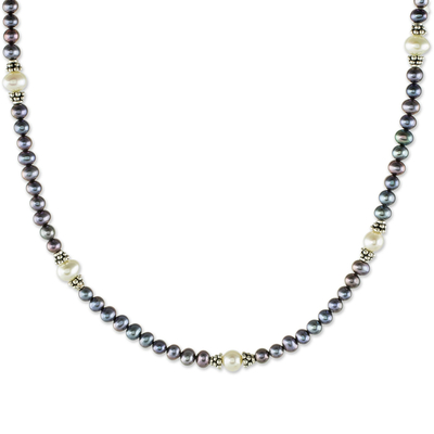 Cultured pearl strand necklace, 'Peacock Pride' - Peacock Cultured Pearl Strand Necklace