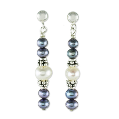 Aretes colgantes de perlas cultivadas - Aretes de perlas cultivadas con cuentas
