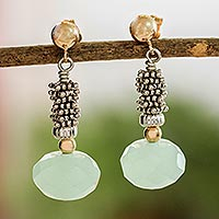 Gold-accented chalcedony dangle earrings, 'Isla del Coco' - 14k Gold Filled and Sterling Silver Chalcedony Earrings