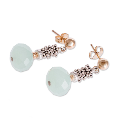 Gold-accented chalcedony earrings, 'Isla del Coco' - 14k Gold Filled and Sterling Silver Chalcedony Earrings