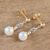 Gold-accented cultured pearl dangle earrings, 'Isla del Coco' - Cultured Pearl Dangle Earrings