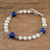 Perlenarmband aus Zuchtperlen und Lapislazuli, 'Blau und Weiß' - Perlenarmband mit Zuchtperle und Lapislazuli