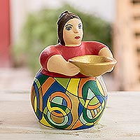 Ceramic sculpture, 'Cultura' - Hand-crafted Ceramic Female Sculpture From Nicaragua