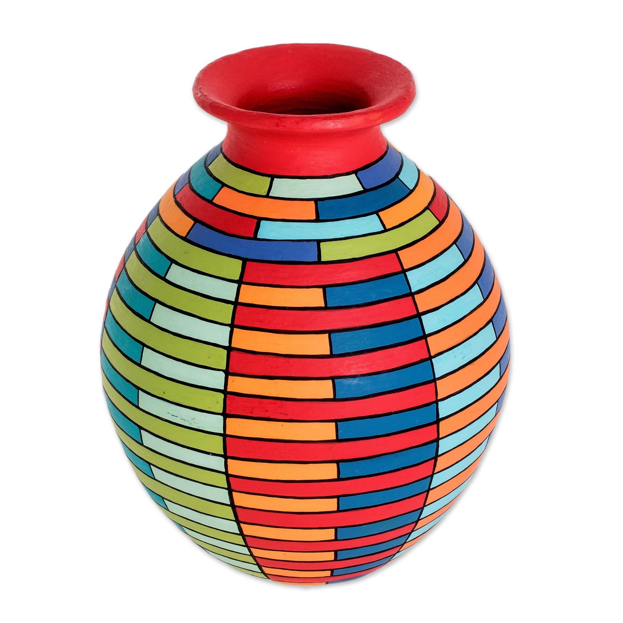 Multicolored Decorative Vase - Color and Shape | NOVICA