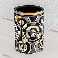 Decorative terracotta vase, 'Intriguing Illusion'