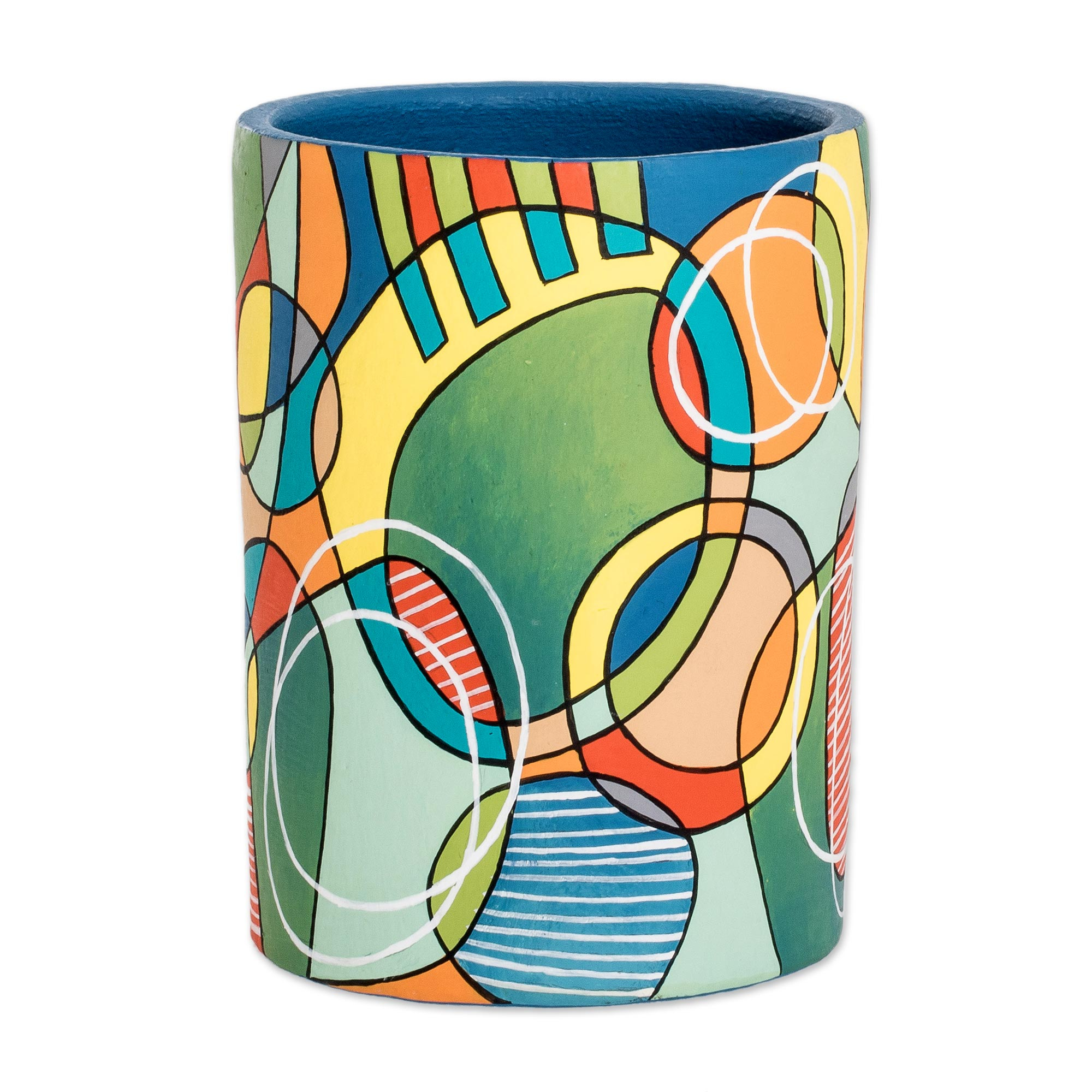 Cubist-Inspired Decorative Terracotta Vase - Confluence | NOVICA