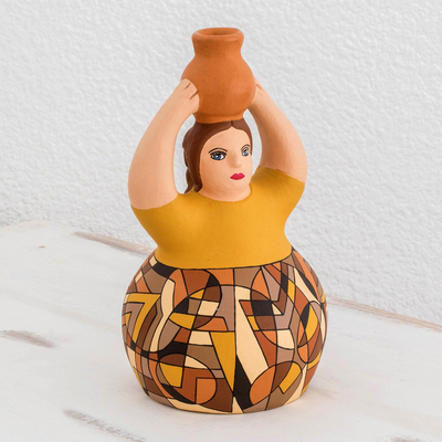 Keramikskulptur - Handgefertigte Frauenskulptur aus Keramik aus Nicaragua