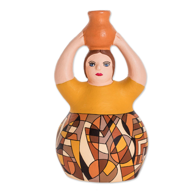 Hand Crafted Ceramic Woman Sculpture From Nicaragua