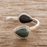 Jade wrap ring, 'This and That' - Two Color Jade Wrap Ring