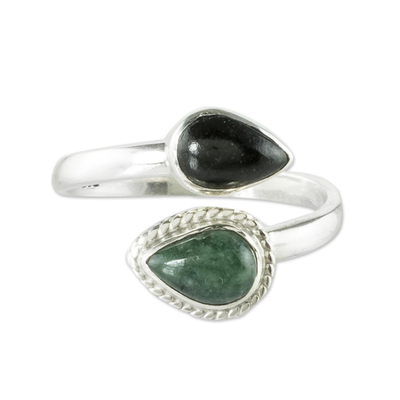 Jade wrap ring, 'This and That' - Two Color Jade Wrap Ring