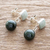 Jade dangle earrings, 'Maya Geometry' - Light and Dark Green Jade Earrings (image 2b) thumbail