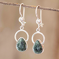 Jade dangle earrings, 'Maya Ascension' - Hand Crafted Jade earrings